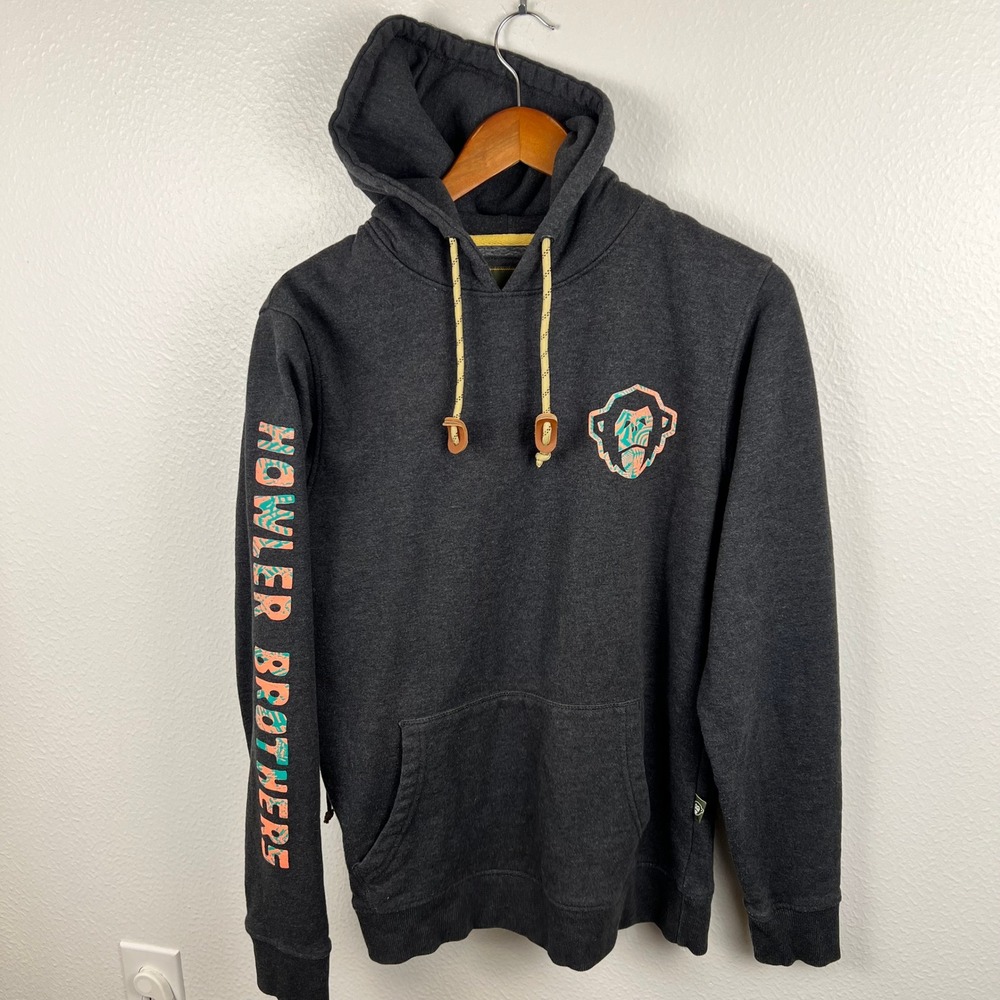 Howler Brothers Mens Small Charcoal Gray Heed The Call Graphic Hoodie Pullover